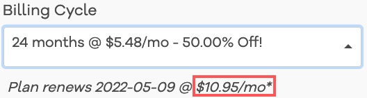 How HostGator renewal pricing works for 24 months.