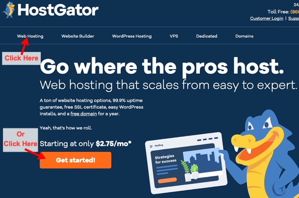 This is where we start. Click on web hosting.