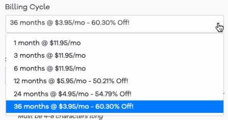 HostGator pricing for various billing cycles for Baby Plan.